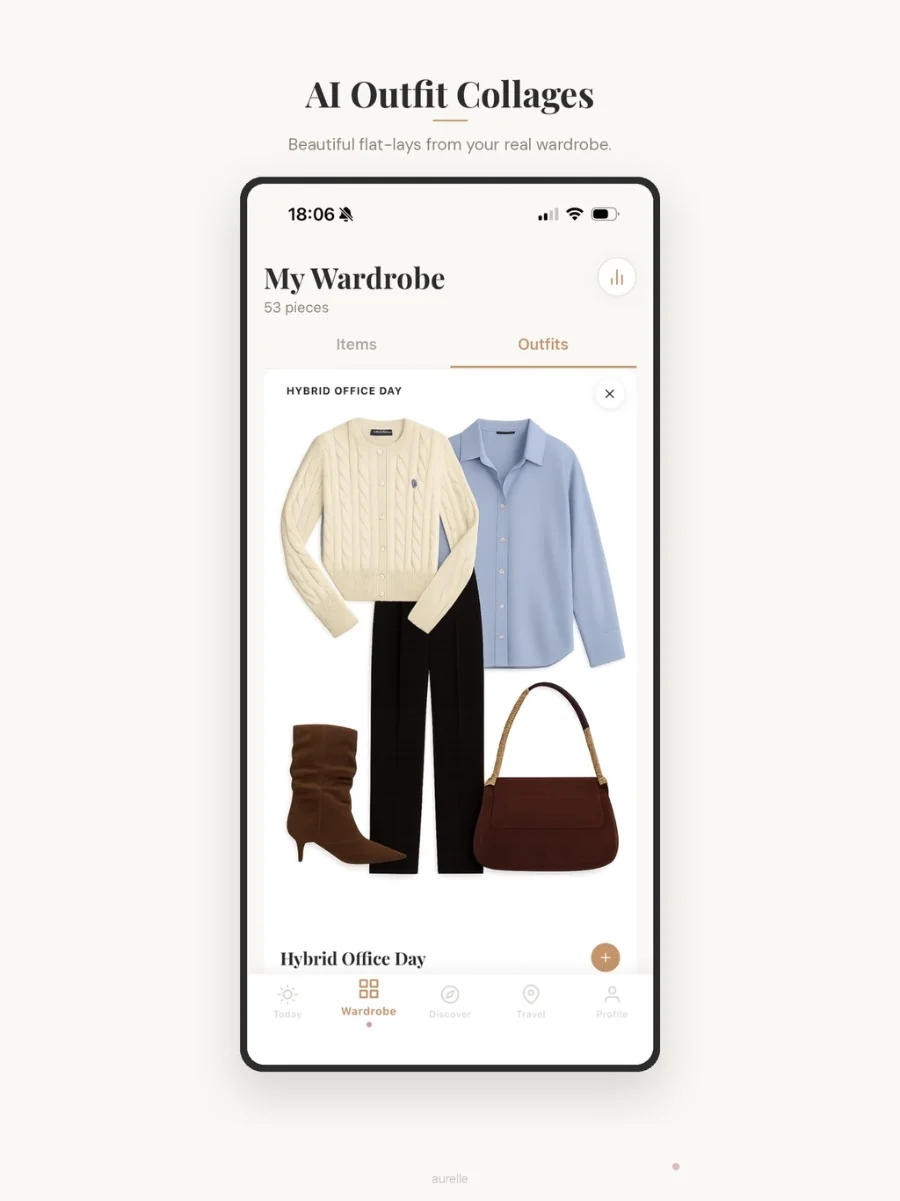 AI outfit collage — Hybrid Office Day